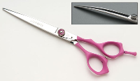 Dynasty Pink Satin No Slip Handle Curved Grooming Shear