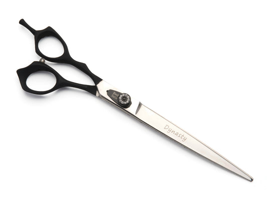 Dynasty Black Satin No Slip Handle Straight Lefty Grooming Shear