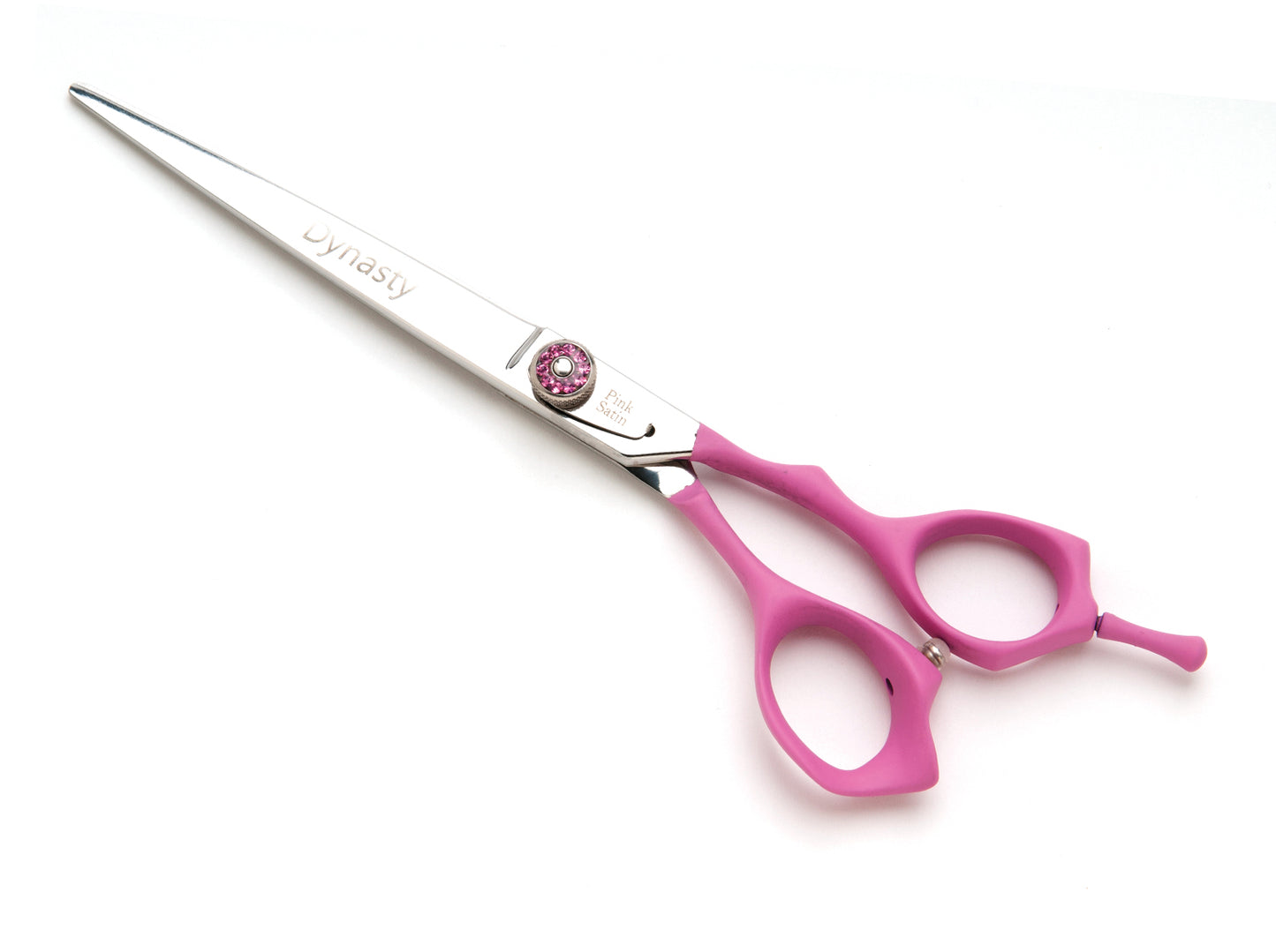 Dynasty Pink Satin No Slip Handle Straight Grooming Shear