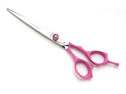 Dynasty Pink Satin No Slip Handle Straight Grooming Shear